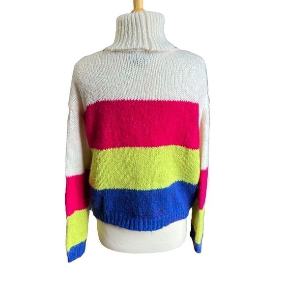 Polly & Esther Juniors Size Large Women’s Turtleneck Color Block Knit Sweater - Picture 3 of 4